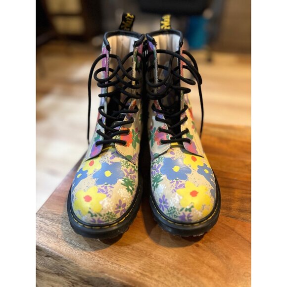 Dr Martens 1460 Floral Print Lace Up Combat Boots Womens Size - Picture 2 of 8